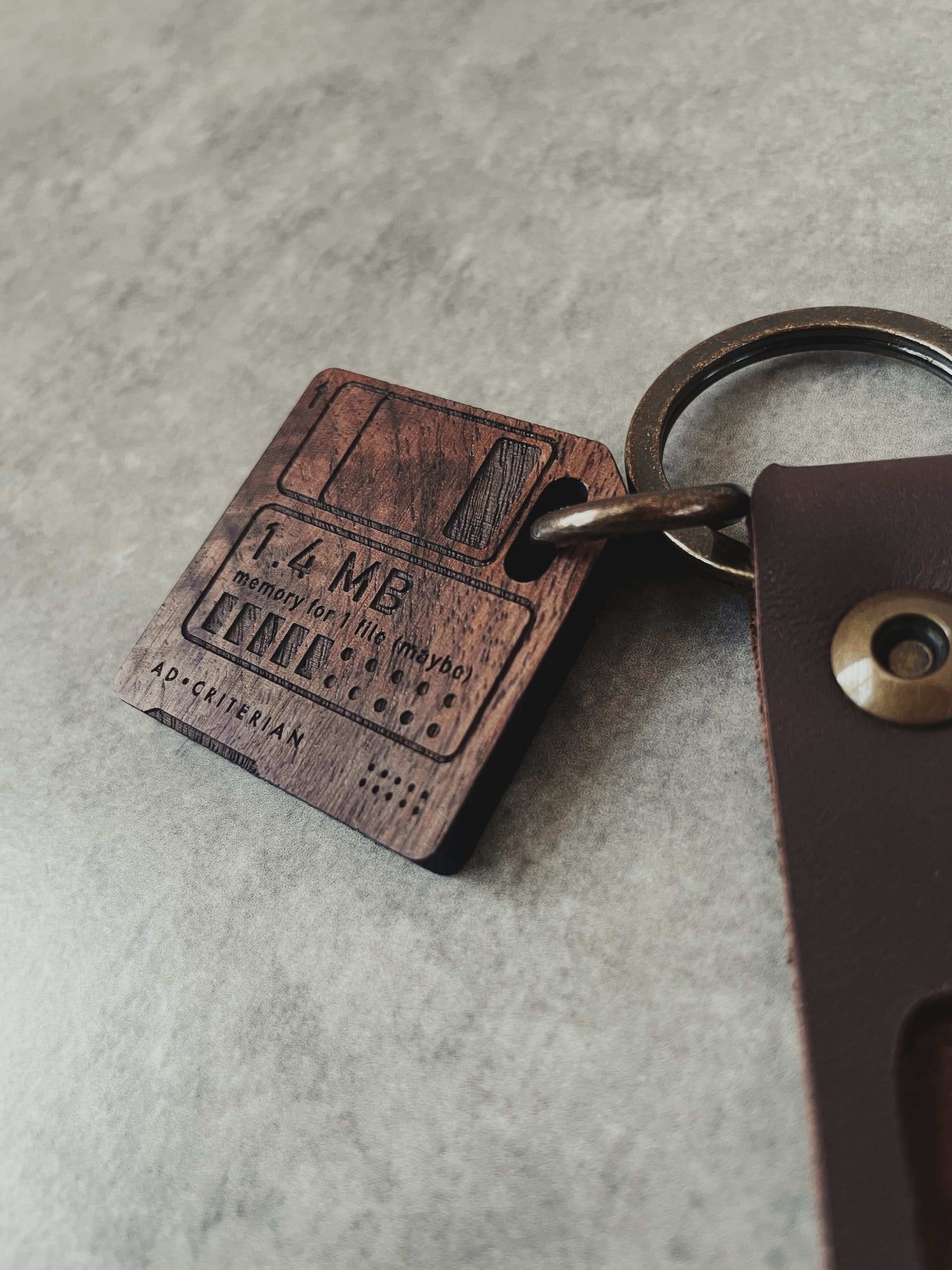 Leather and Wood Keychain | The Floppy Disk