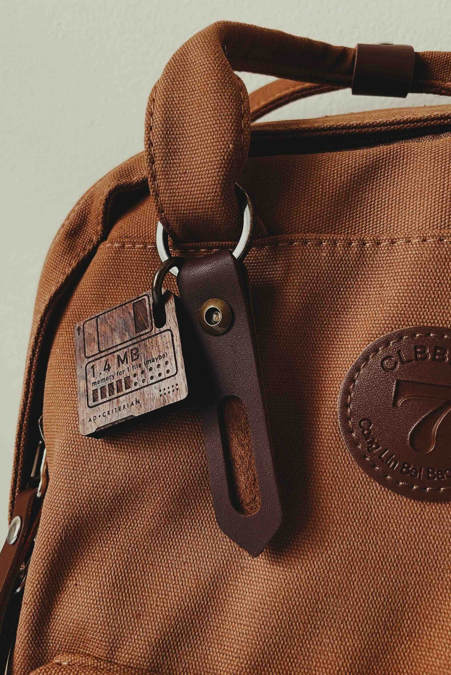 Leather and Wood Keychain | The Floppy Disk